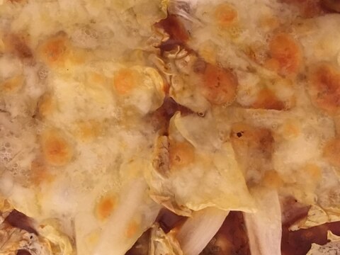 天ぷら粉で作る豆板醤のピリ辛白菜ピザ